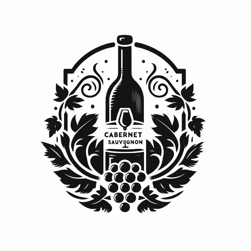 Cabernet Sauvignon wine label with grapes and vine design.