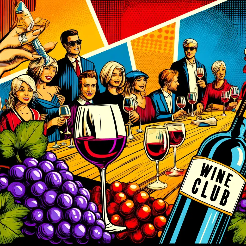 Wine club members enjoying a wine tasting event.