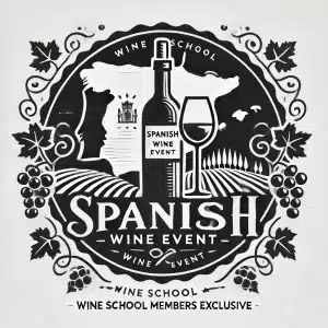 Spanish Wine Event poster with wine bottle and glass