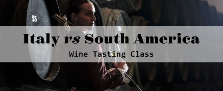 Italy versus South America wine tasting event graphic.
