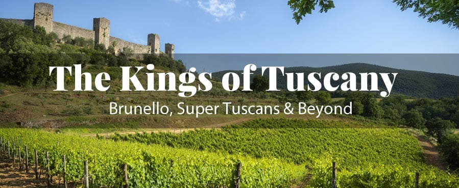 Tuscany vineyard with ancient castle background