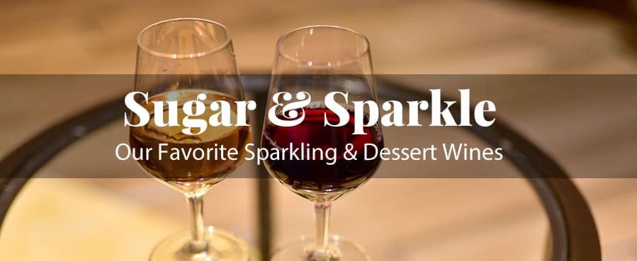 Sparkling and dessert wines on a table