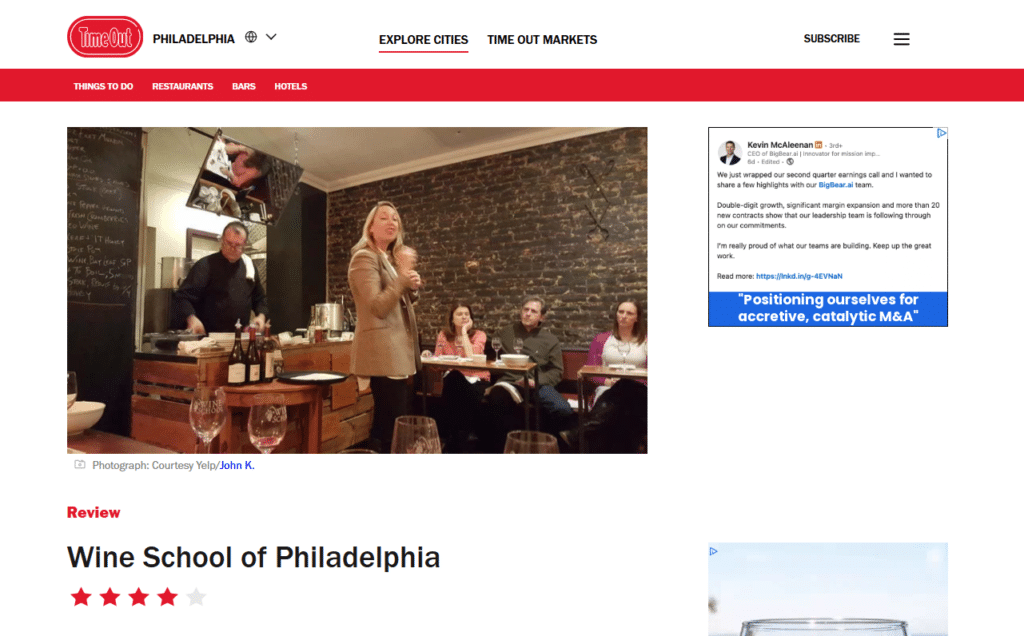 Time Out Recommends the Wine School of Philadelphia
