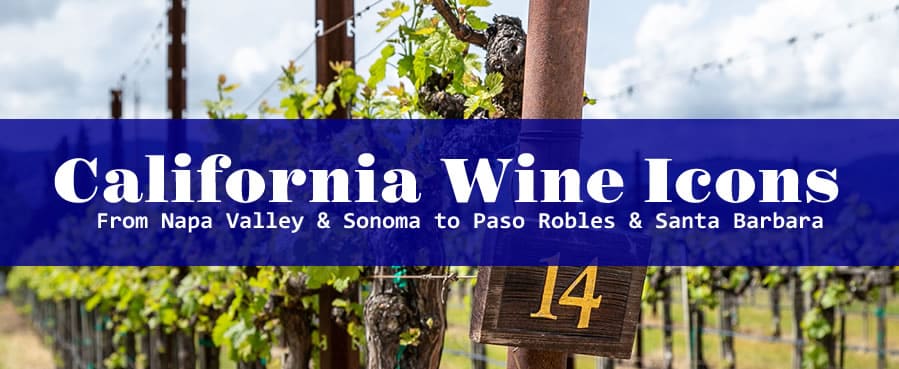 California vineyard sign promoting wine icons tour